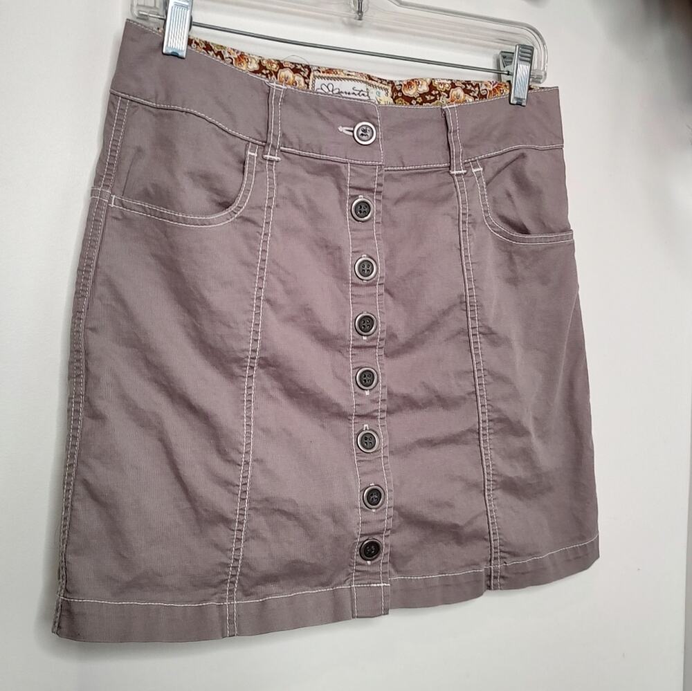 Aventura Taupe Button Down Cotton A-Line Mini Skirt Size 4